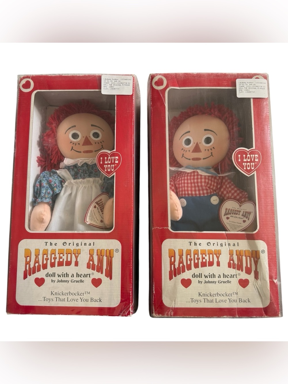 Vintage 90s The Original Raggedy Ann & Andy Doll w/ a Heart by Johnny Gruelle